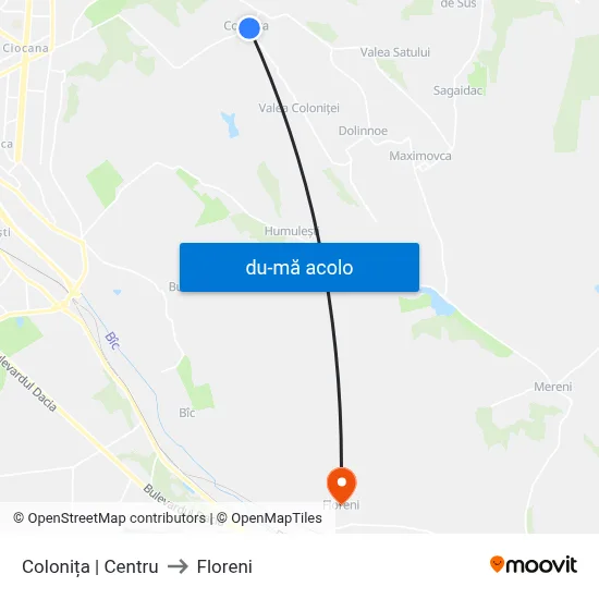 Harta de Colonița | Centru către Floreni