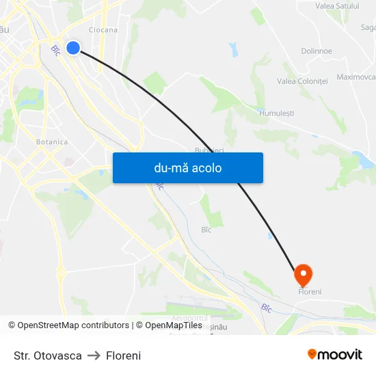 Harta de Str. Otovasca către Floreni