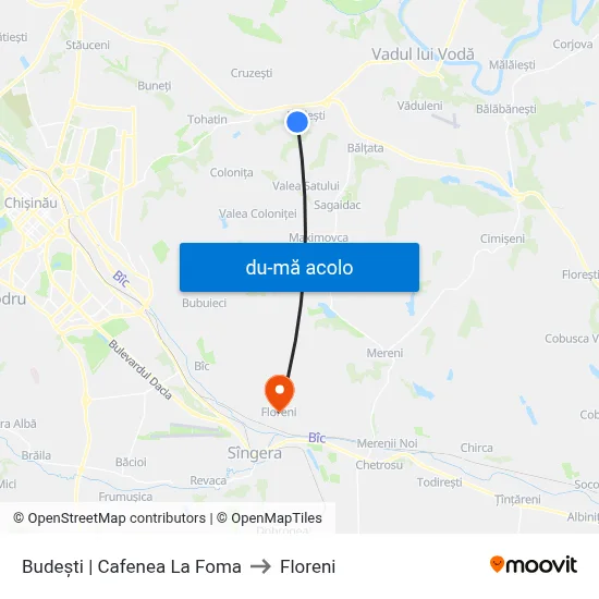 Harta de Budești | Cafenea La Foma către Floreni
