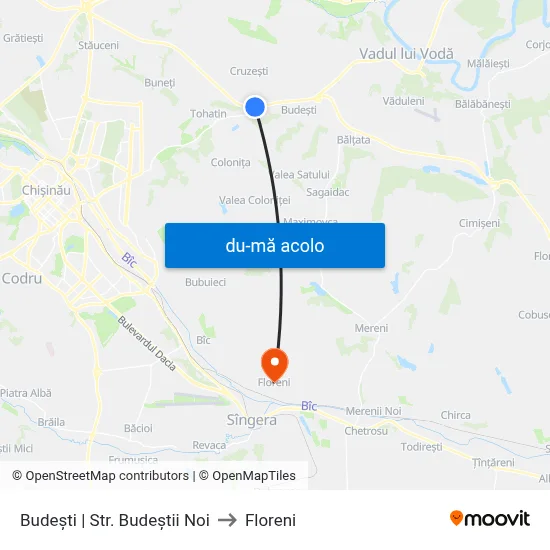 Harta de Budești | Str. Budeștii Noi către Floreni