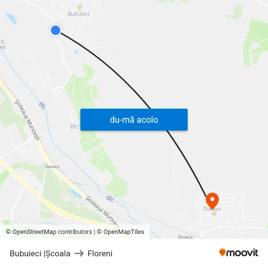 Harta de Bubuieci |Școala către Floreni