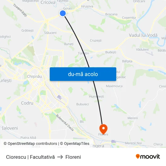 Harta de Ciorescu | Facultativă către Floreni