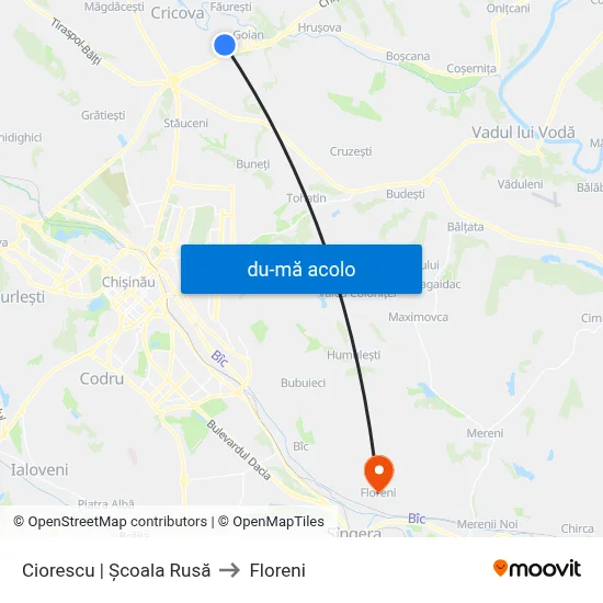Harta de Ciorescu | Școala Rusă către Floreni