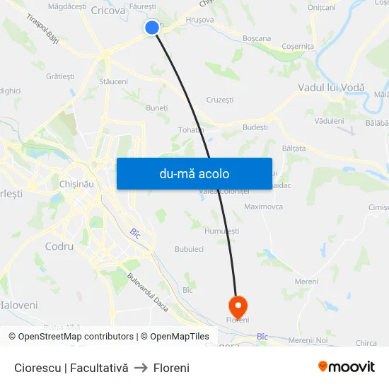 Harta de Ciorescu | Facultativă către Floreni