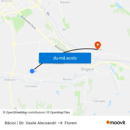 Harta de Băcioi | Str. Vasile Alecsandri către Floreni