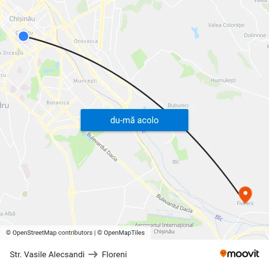 Harta de Str. Vasile Alecsandi către Floreni