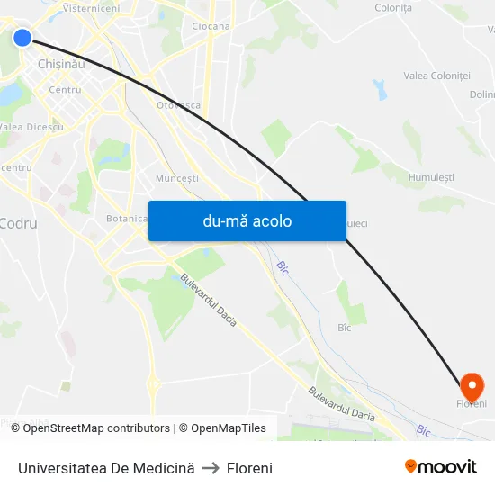 Harta de Universitatea De Medicină către Floreni