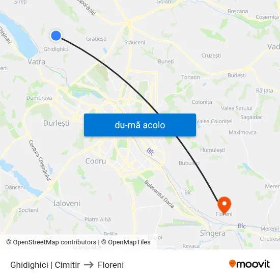 Harta de Ghidighici | Cimitir către Floreni