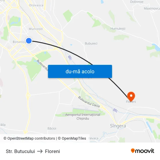 Harta de Str. Butucului către Floreni