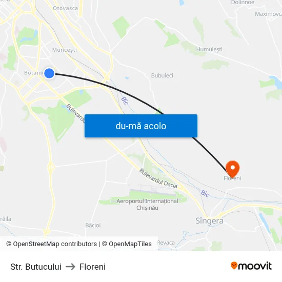 Harta de Str. Butucului către Floreni