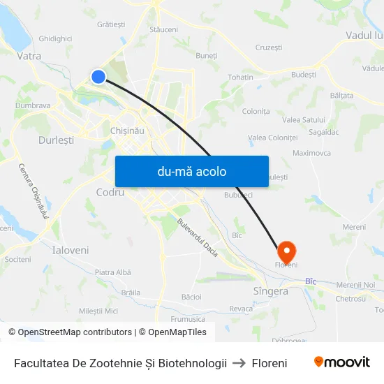 Harta de Facultatea De Zootehnie Și Biotehnologii către Floreni