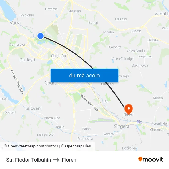 Harta de Str. Fiodor Tolbuhin către Floreni