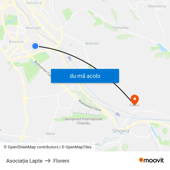 Harta de Asociația Lapte către Floreni