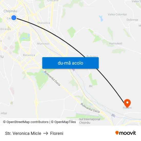 Harta de Str. Veronica Micle către Floreni