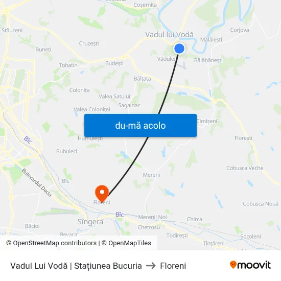 Harta de Vadul Lui Vodă | Stațiunea Bucuria către Floreni
