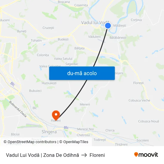 Harta de Vadul Lui Vodă | Zona De Odihnă către Floreni