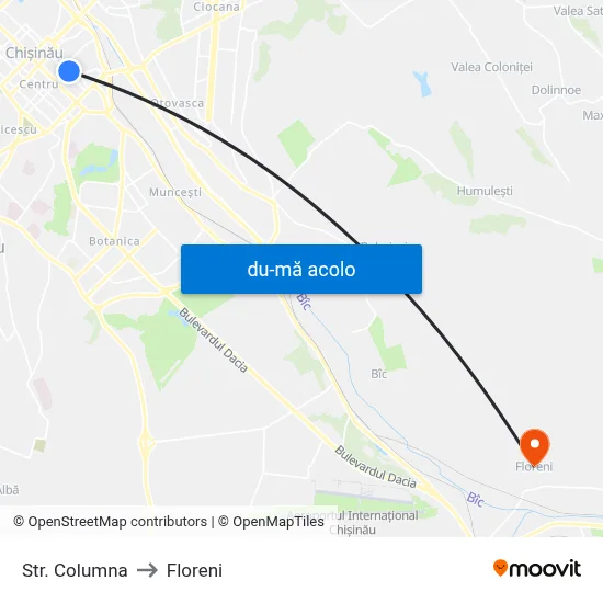 Harta de Str. Columna către Floreni