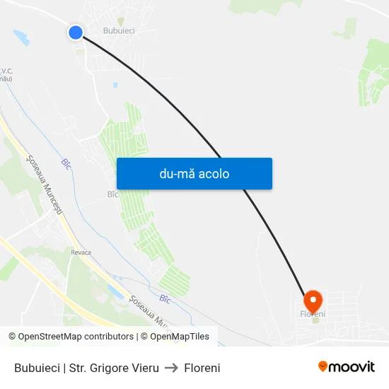Harta de Bubuieci | Str. Grigore Vieru către Floreni