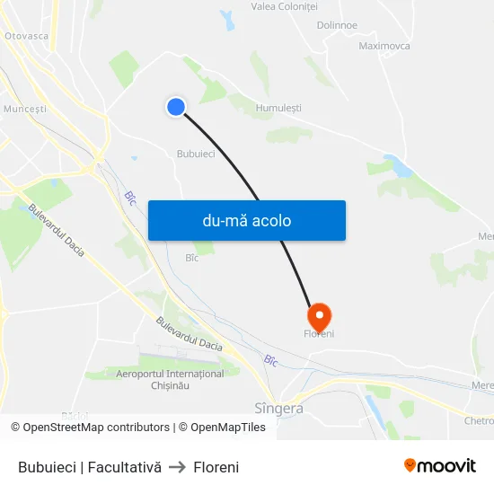 Harta de Bubuieci | Facultativă către Floreni