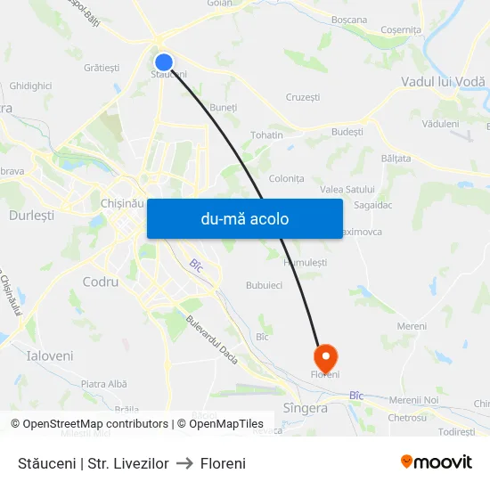 Harta de Stăuceni | Str. Livezilor către Floreni
