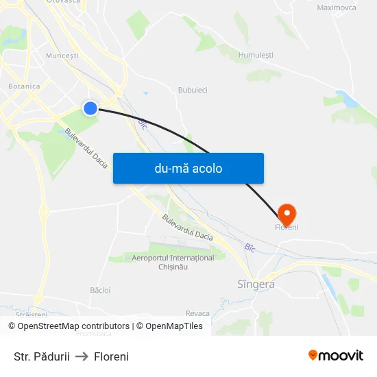 Harta de Str. Pădurii către Floreni