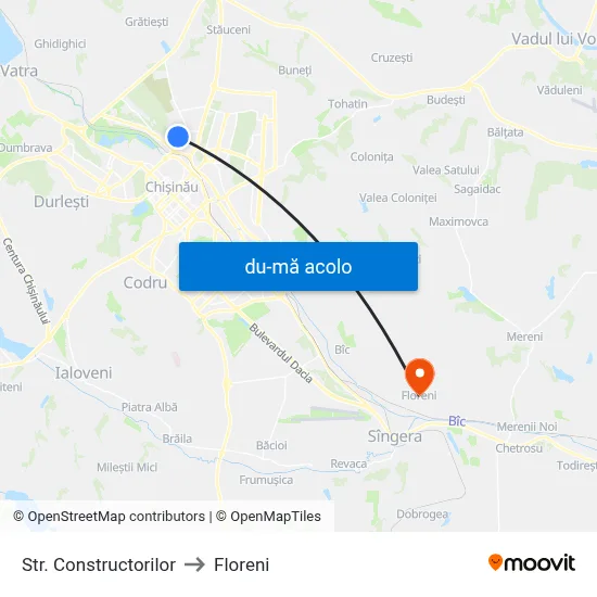 Harta de Str. Constructorilor către Floreni