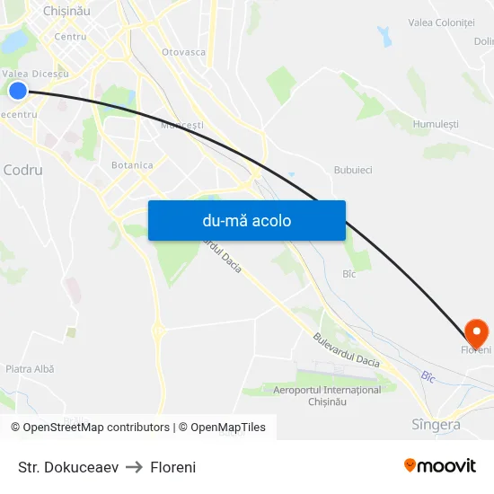 Harta de Str. Dokuceaev către Floreni