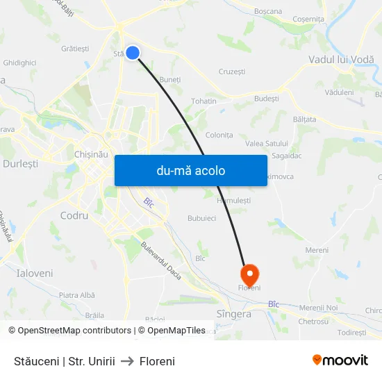 Harta de Stăuceni | Str. Unirii către Floreni