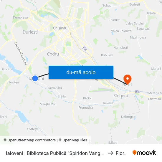 Harta de Ialoveni | Biblioteca Publică "Spiridon Vangheli" către Floreni