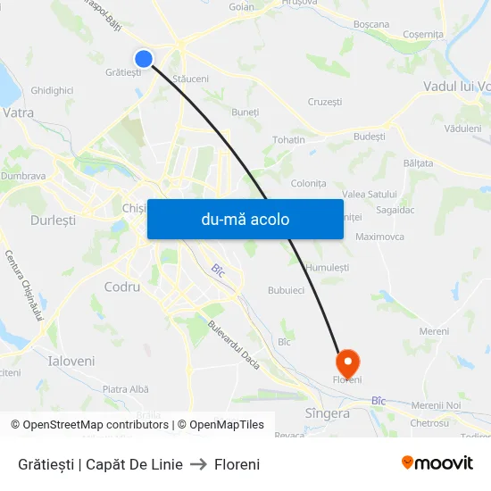 Harta de Grătiești | Capăt De Linie către Floreni