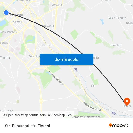 Harta de Str. București către Floreni