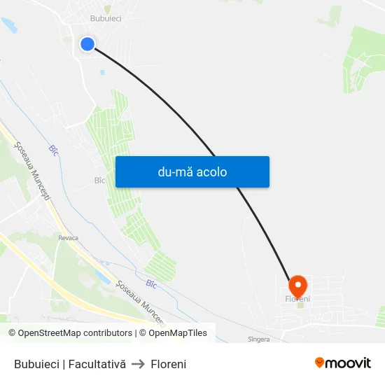 Harta de Bubuieci | Facultativă către Floreni