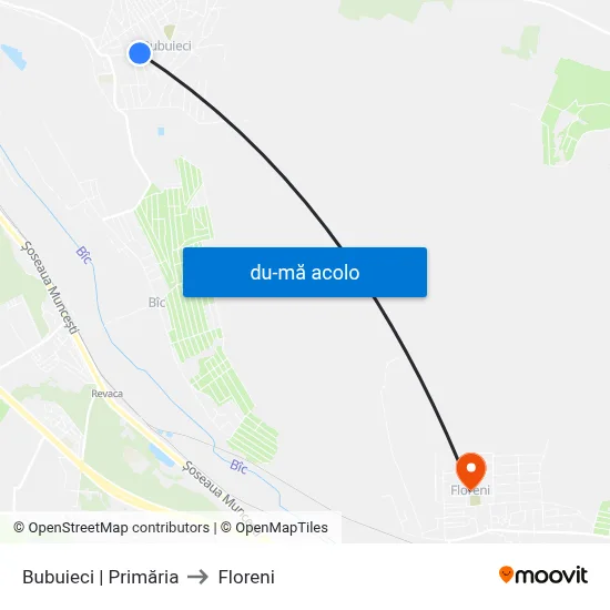 Harta de Bubuieci | Primăria către Floreni