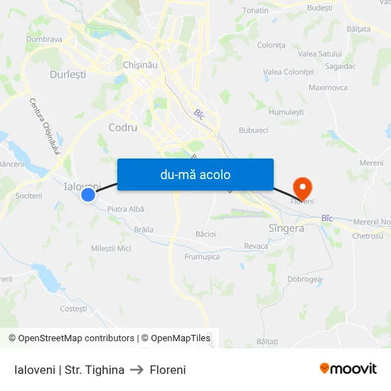 Harta de Ialoveni | Str. Tighina către Floreni
