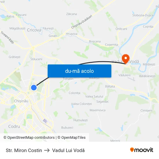 Harta de Str. Miron Costin către Vadul Lui Vodă