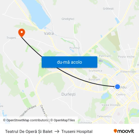 Harta de Teatrul De Operă Și Balet către Truseni Hospital