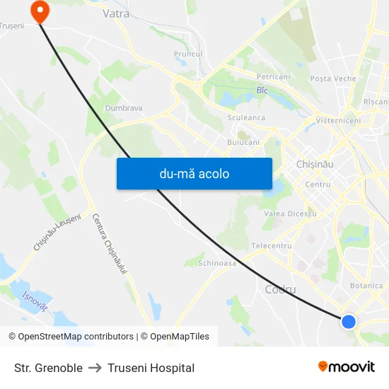 Harta de Str. Grenoble către Truseni Hospital