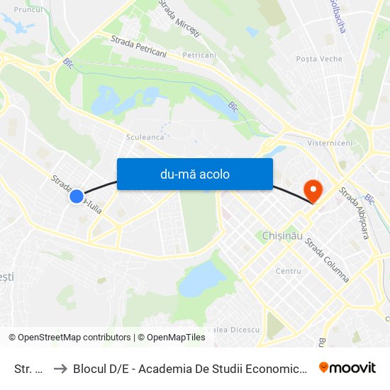 Harta de Str. Paris către Blocul D / E - Academia De Studii Economice A Moldovei (Asem)