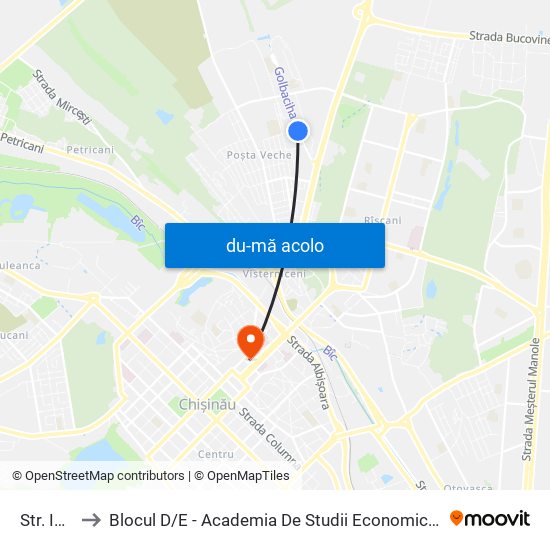 Harta de Str. Iazului către Blocul D / E - Academia De Studii Economice A Moldovei (Asem)