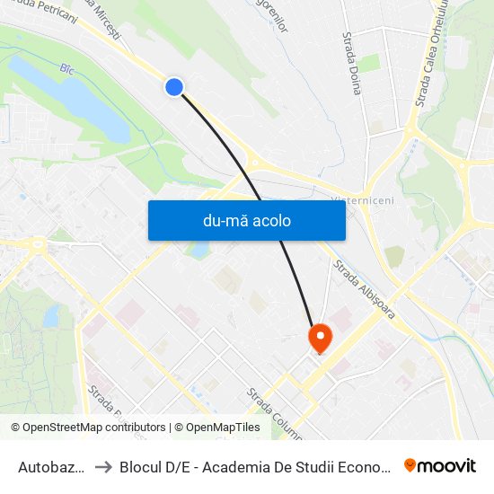 Harta de Autobaza Nr. 31 către Blocul D / E - Academia De Studii Economice A Moldovei (Asem)