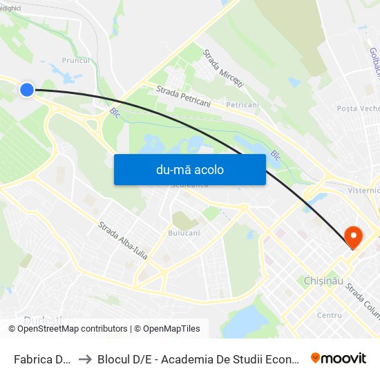 Harta de Fabrica De Mobilă către Blocul D / E - Academia De Studii Economice A Moldovei (Asem)