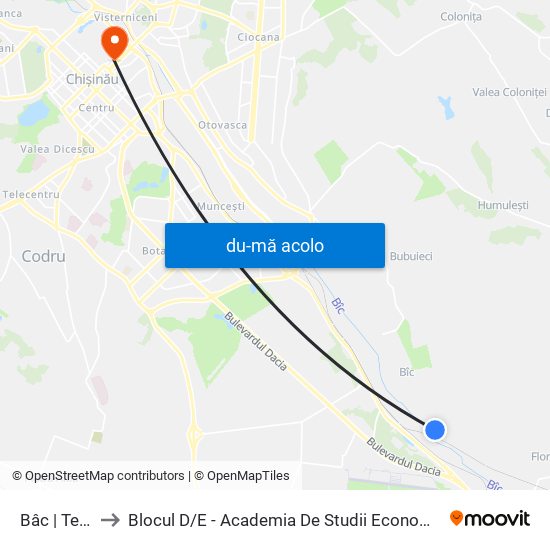 Harta de Bâc | Terminus către Blocul D / E - Academia De Studii Economice A Moldovei (Asem)