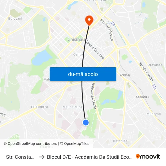Harta de Str. Constantin Vârnav către Blocul D / E - Academia De Studii Economice A Moldovei (Asem)
