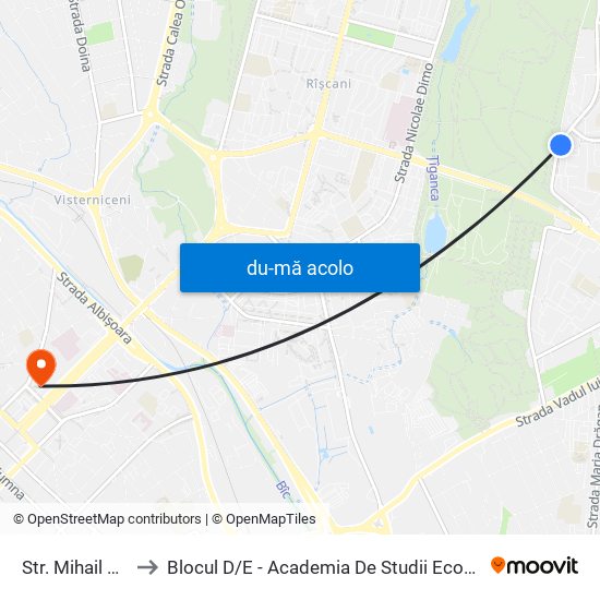 Harta de Str. Mihail Sadoveanu către Blocul D / E - Academia De Studii Economice A Moldovei (Asem)