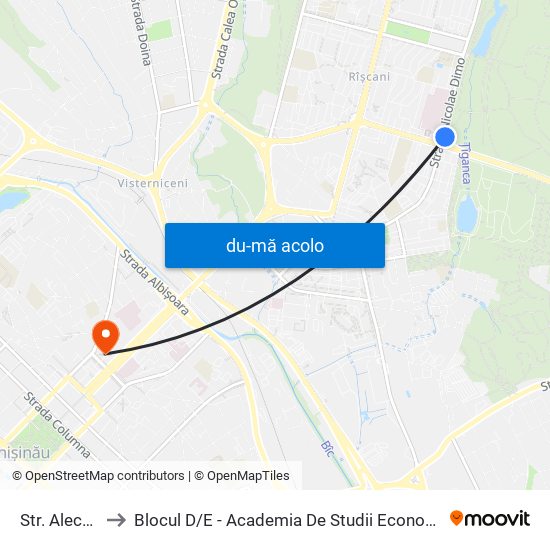 Harta de Str. Alecu Russo către Blocul D / E - Academia De Studii Economice A Moldovei (Asem)