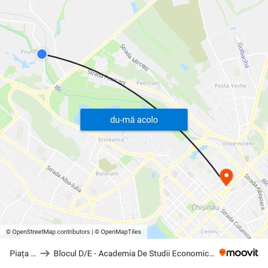 Harta de Piața Auto către Blocul D / E - Academia De Studii Economice A Moldovei (Asem)