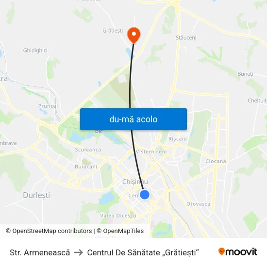 Harta de Str. Armenească către Centrul De Sănătate „Grătiești“