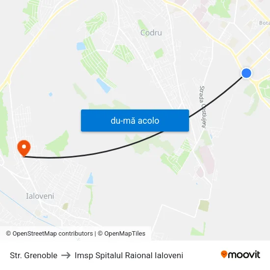 Harta de Str. Grenoble către Imsp Spitalul Raional Ialoveni