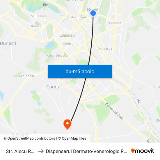 Harta de Str. Alecu Russo către Dispensarul Dermato-Venerologic Republican