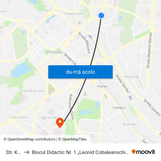 Harta de Str. Kiev către Blocul Didactic Nr. 1 „Leonid Cobaleanschi” - Usmf